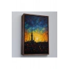 Ahşap Çerçeveli Günbatımı Şehir Manzarası Tablosu-7998