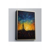 Ahşap Çerçeveli Günbatımı Şehir Manzarası Tablosu-7998
