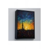 Ahşap Çerçeveli Günbatımı Şehir Manzarası Tablosu-7998