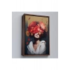 Ahşap Çerçeveli Çiçek Başlı Soyut Kadın Tablosu-7829