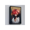 Ahşap Çerçeveli Çiçek Başlı Soyut Kadın Tablosu-7829
