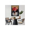 Ahşap Çerçeveli Çiçek Başlı Soyut Kadın Tablosu-7829
