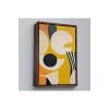 Ahşap Çerçeveli Sarı Siyah Tonlu Soyut Tablo-7627