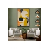 Ahşap Çerçeveli Sarı Siyah Tonlu Soyut Tablo-7627