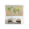 Ahşap Görünümlü Dünya Haritası Ayrıntılı ve Dekoratif Kanvas Tablo 1791