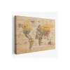 Ahşap Görünümlü Dünya Haritası Ayrıntılı ve Dekoratif Kanvas Tablo 1800