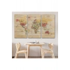 Ahşap Görünümlü Dünya Haritası Ayrıntılı ve Dekoratif Kanvas Tablo 1803