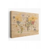 Ahşap Görünümlü Dünya Haritası Dekoratif Kanvas Tablo 2083