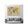 Ahşap Görünümlü Dünya Haritası Dekoratif Kanvas Tablo 2097