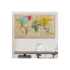 Ahşap Görünümlü Dünya Haritası Dekoratif Kanvas Tablo 2097