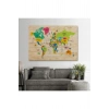 Ahşap Görünümlü Dünya Haritası Dekoratif Kanvas Tablo 2099