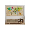 Ahşap Görünümlü Dünya Haritası Dekoratif Kanvas Tablo 2099