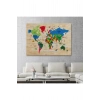 Ahşap Görünümlü Dünya Haritası Dekoratif Kanvas Tablo 2111