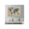 Ahşap Görünümlü Dünya Haritası Ülke Başkentli Kanvas Tablo 1843