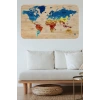 Ahşap Görünümlü Eğitici Detaylı Atlası Dünya Haritası Duvar Sticker -60x105-3856