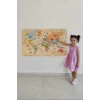 Ahşap Görünümlü Türkçe Eğitici Detaylı Atlası Dünya Haritası Duvar Sticker -60x105-3868