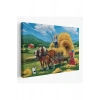 At Arabasına Saman Yükleyen Köylüler Duvar Tablosu-6531