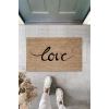 Bej Kapı Önü Paspası Büyük Yazılı Love Desen  K-3316