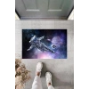 Dekoratif Dijital Galaxy Astronot Mavi Kapı Paspası Dış Mekan Paspas K-2119