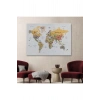 Detaylı Dünya Haritası Dekoratif Renkli Zeminli Kanvas Tablo 1676