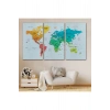 Detaylı Dünya Haritası Dekoratif Renkli Zeminli Kanvas Tablo 1710
