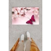 Dijital Baskı Dekoratif Kelebek Pembe Kapı Önü Paspası K-1232