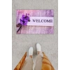 Dijital Baskı Dekoratif Welcome Lila Kapı Önü Paspası K-1254
