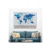 Dünya Haritası Ayrıntılı Eğitici  Sembollü Bayraklı Dekoratif Kanvas Tablo 2829