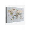 Dünya Haritası Çok Detaylı Ünlü Yerler Sembollü Kanvas Tablo 1746