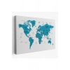 Dünya Haritası Dekoratif Kanvas Tablo Ülke ve Başkentli  1503
