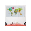 Dünya Haritası Dekoratif Kanvas Tablo Ülke ve Başkentli 1545