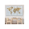 Dünya Haritası Dekoratif Kanvas Tablo Ülke ve Başkentli 1549