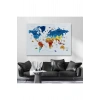 Dünya Haritası Dekoratif Kanvas Tablo Ülke ve Başkentli Öğretici ve Sembollü 2267