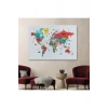 Dünya Haritası Dekoratif Kanvas Tablo Ülke ve Başkentli Öğretici ve Sembollü 2315
