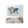 Dünya Haritası Dekoratif Kanvas Tablo Ülke ve Başkentli Öğretici ve Sembollü 2331