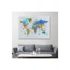 Dünya Haritası Dekoratif Kanvas Tablo Ülke ve Başkentli Öğretici ve Sembollü 2335