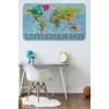 Dünya Haritası Eğitici Ülke Bayraklı Türkçe Harita Çocuk ve Genç Odası Duvar Sticker-60x105-3865B