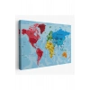 Dünya Haritası Kanvas Tablo Çok Ayrıntılı Dekoratif ve Okyanuslu 2181