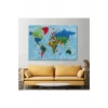 Dünya Haritası Kanvas Tablo Çok Ayrıntılı Dekoratif ve Okyanuslu2037