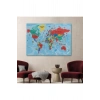 Dünya Haritası Kanvas Tablo Son Derece Detaylı Dekoratif Okyanuslu-2021