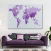 Dünya Haritası Mor Renkli Dekoratif Kanvas Tablo 1044