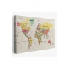 Dünya Haritası Son Derece Ayrıntılı Eğitici Okyanuslu Dekoratif Kanvas Tablo 2535