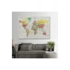 Dünya Haritası Son Derece Ayrıntılı Eğitici Okyanuslu Dekoratif Kanvas Tablo 2535