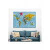 Dünya Haritası Türkçe Kanvas Tablo Ayrıntılı Dekoratif-Okyanuslu 2170