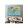 Dünya Haritası Ülke Başkentli Okyanuslu ve Dekoratif Kanvas Tablo 2243