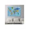 Dünya Haritası Ülke Başkentli Okyanuslu ve Dekoratif Kanvas Tablo 2261