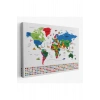 Dünya Haritası Ülke Bayraklı ve Başkentli Kanvas Tablo 1963