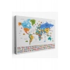 Dünya Haritası Ülke Bayraklı ve Başkentli Kanvas Tablo 1967