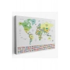Dünya Haritası Ülke Bayraklı ve Dekoratif Kanvas Tablo 2389