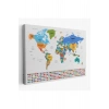 Dünya Haritası Ülke Bayraklı ve Dekoratif Kanvas Tablo 2413